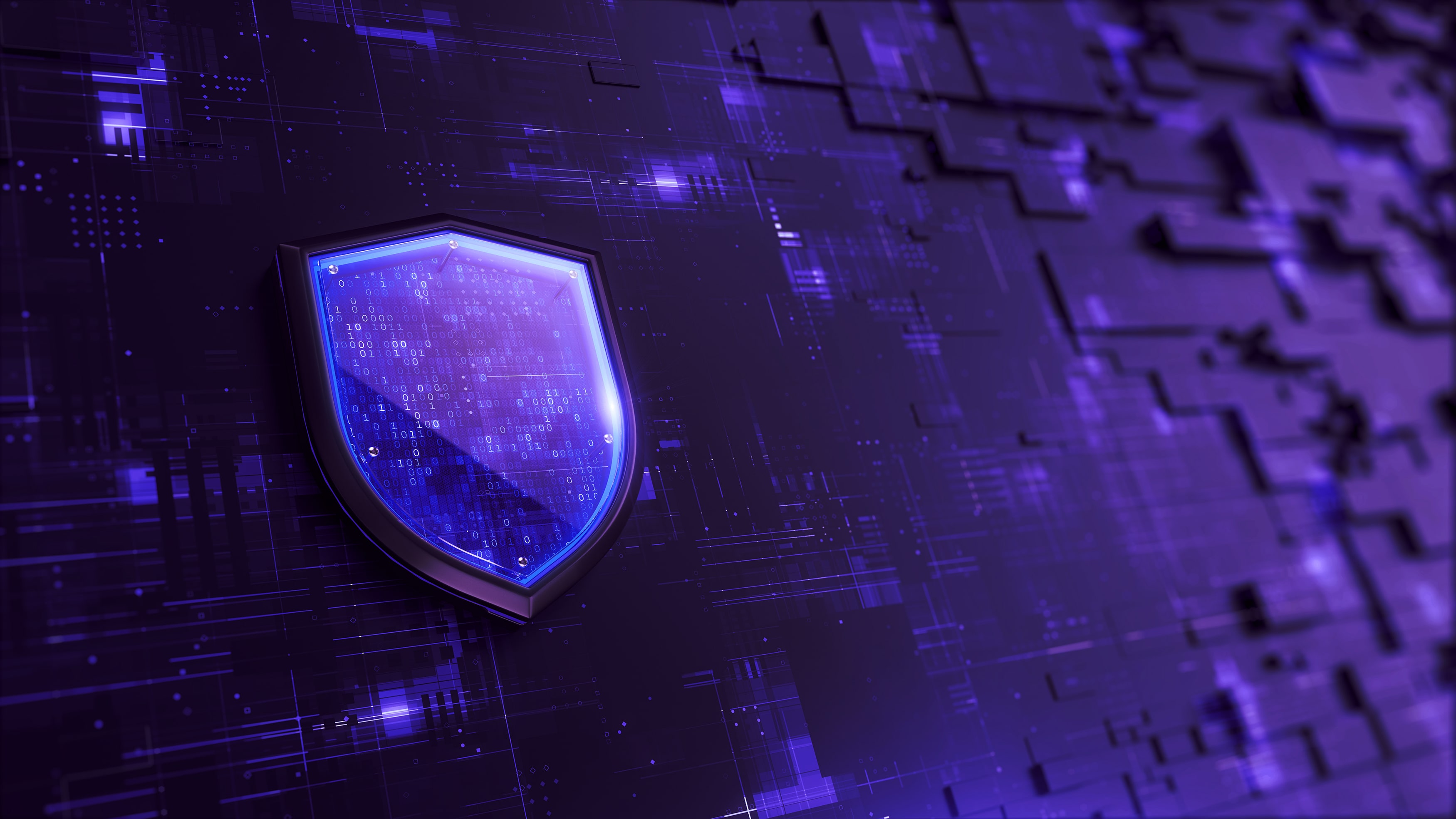 digital shield on abstract technology background.