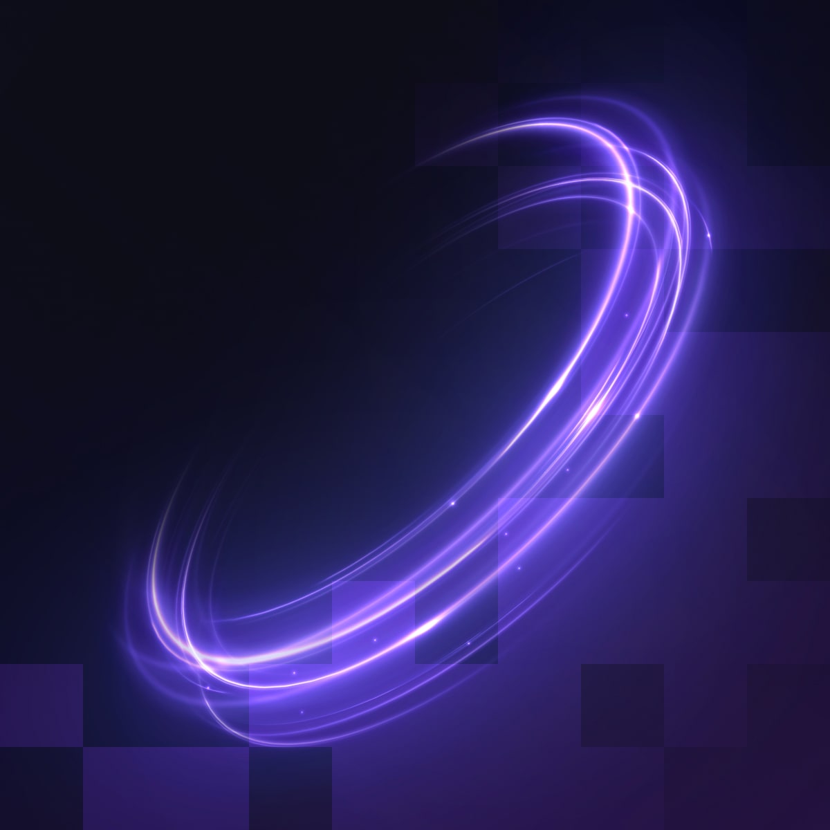 rotating glowing lines over brand blocks background