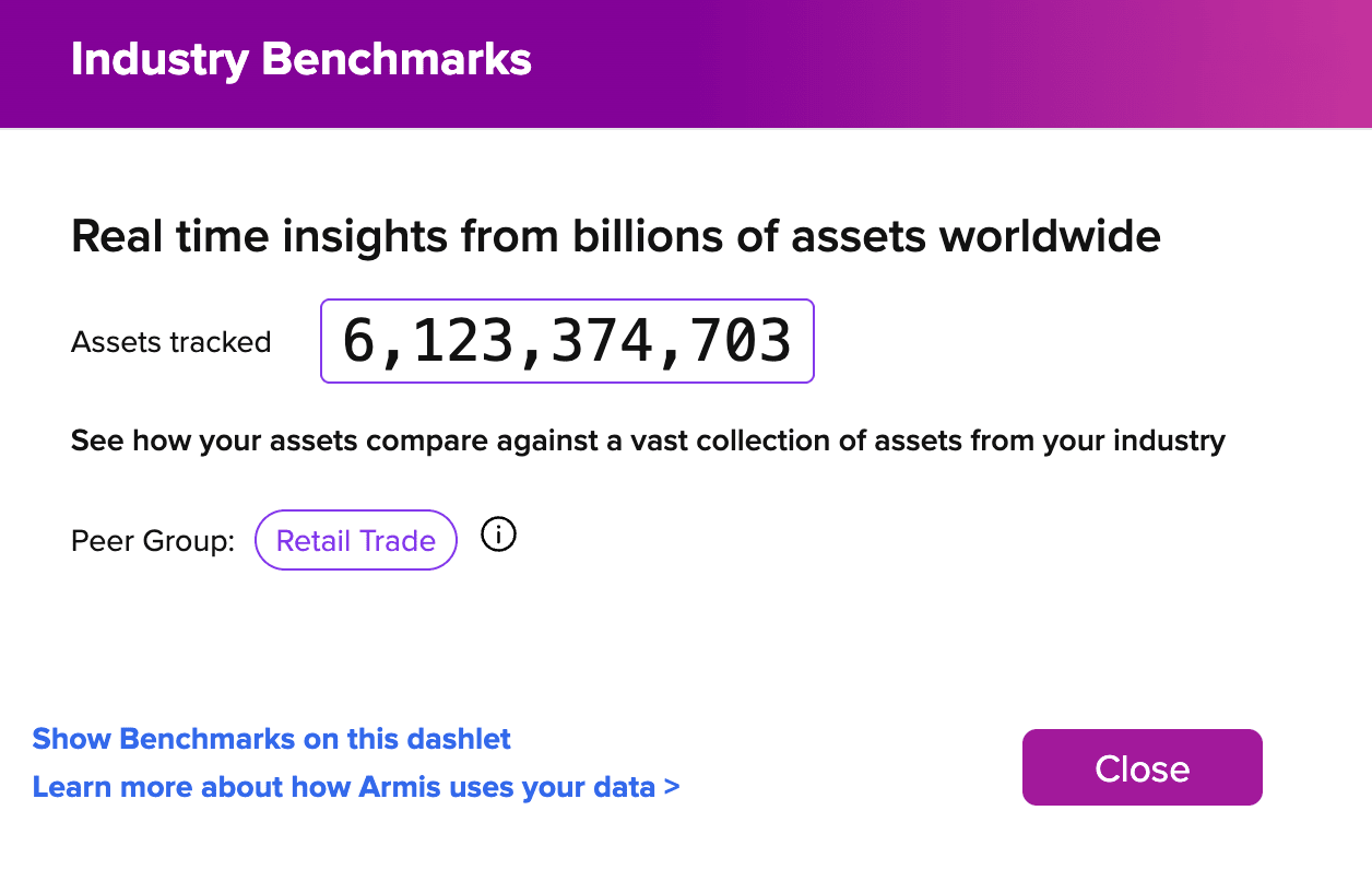 Armis Centrix™ Insights - industry benchmarks screenshot