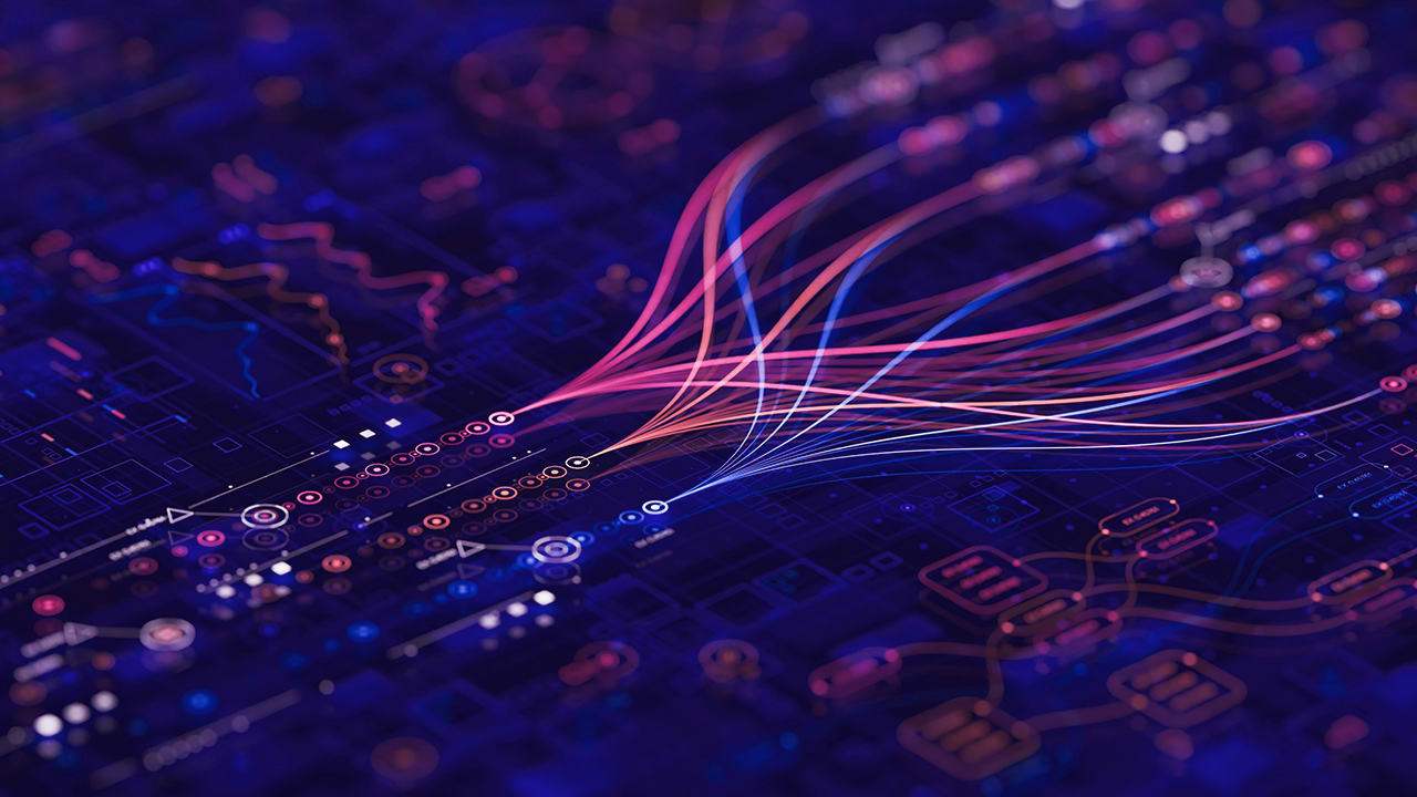 big data - data flow- neural flow network illustration