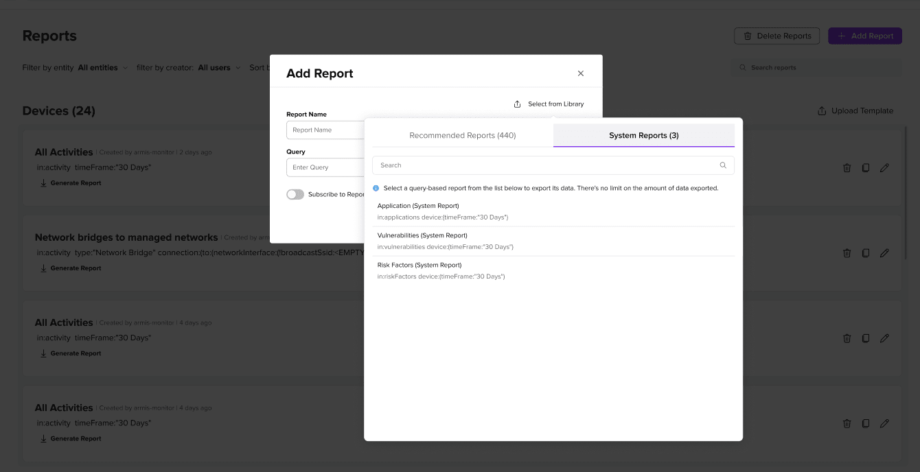 Armis Centrix™ release v25.3 - New System Reports