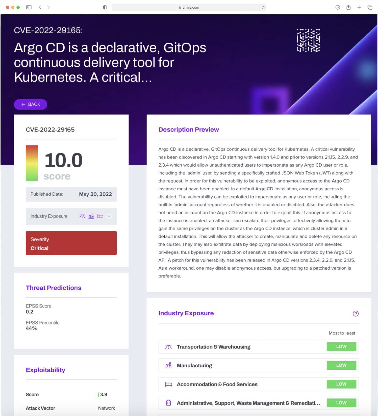 Armis Vulnerability Intelligence Database | Armis