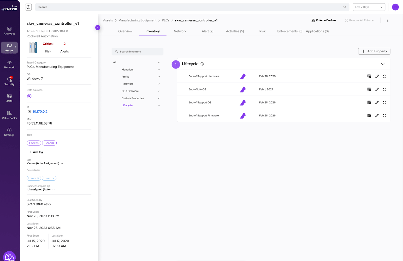 Armis V25.2 Release Feature - New EOL And EOS Lifecycle Properties
