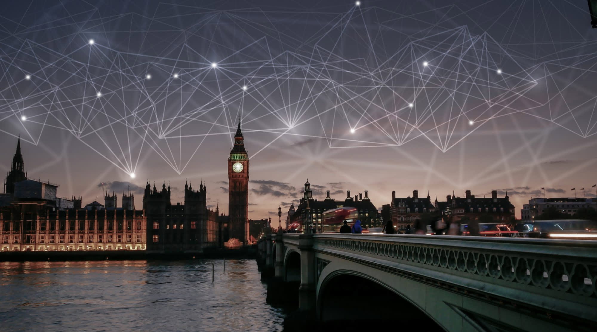 UK network at night concept
