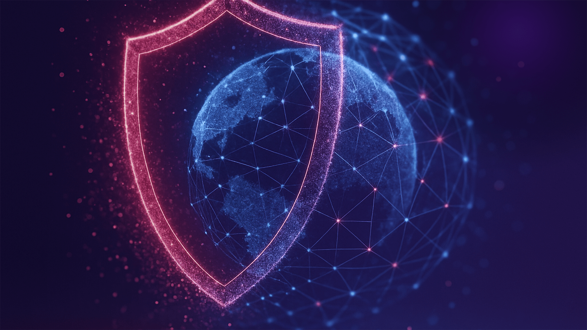 abstract digital shield protecting a global data network. concept