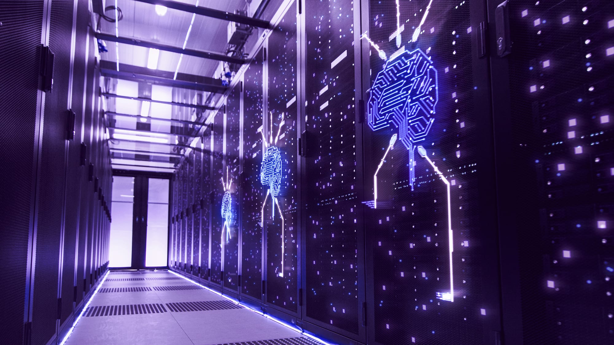 ai development with visualization of electrical brain on server in a data center