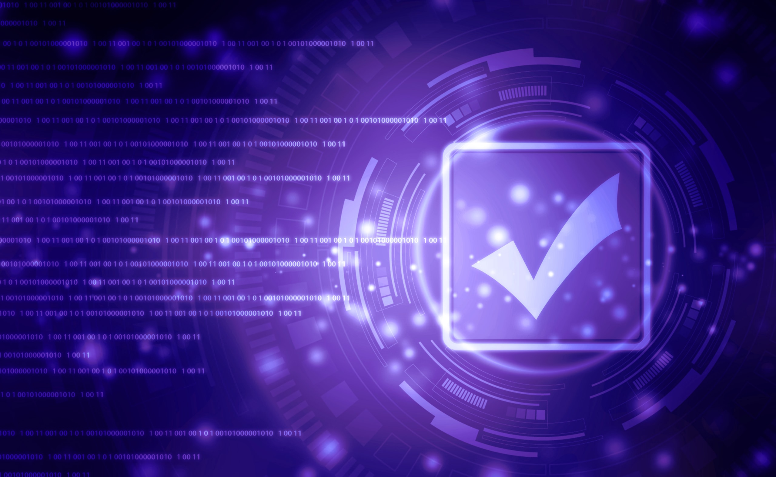 check mark symbol in digital background, technology abstract background