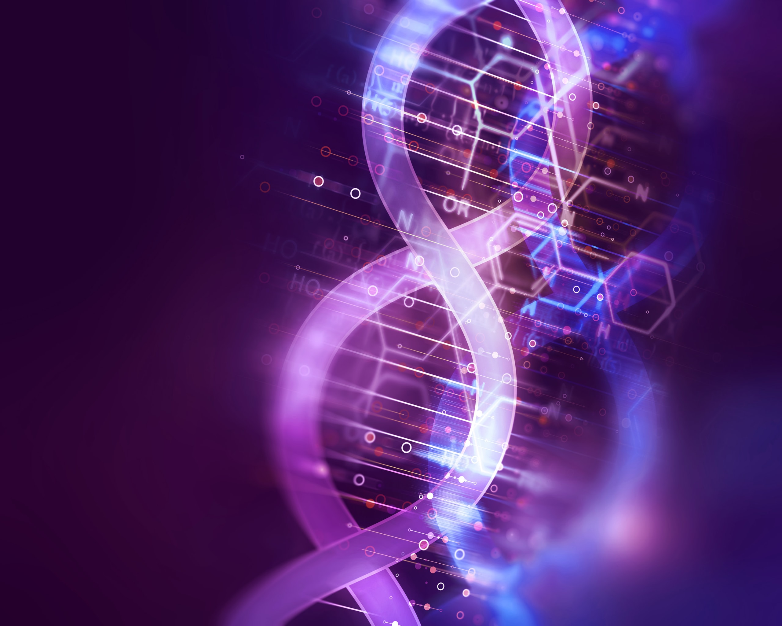 dna molecules on abstract technology background , concept of biochemistriy and genetic theory.