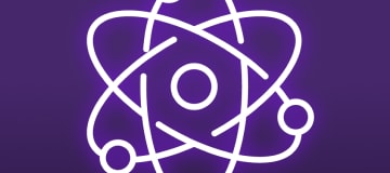 atom icon on purple background