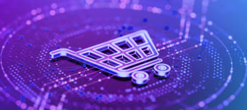 e-commerce and digital shop illustration with cart icon
