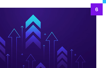 business arrow up growth line with number 6 in corner