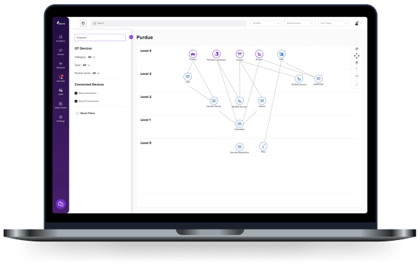 Armis Centrix™ OT/IoT Purdue Model on a laptop