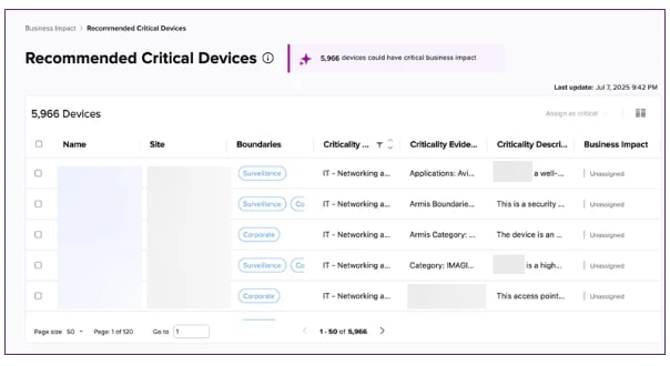 Recommended Critical Devices - release 26.0