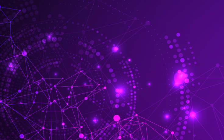 connected data points on purple dots circle back hero