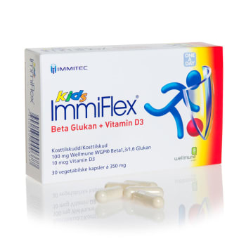 Immiflex kids Betaglukan og Vitamin D3 30 Vegkapsler