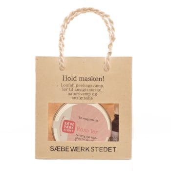 Gavepose "Hold masken" - Leire, svamp, loofah og ansiktsolje