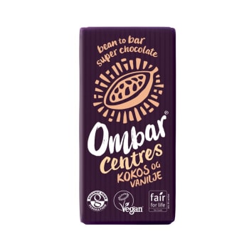 Ombar kremet fyll Kokos og Vanilje sjokolade øko 35g
