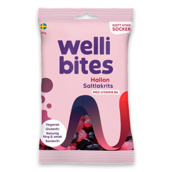 Wellibites Bringebær & Saltlakris 70g