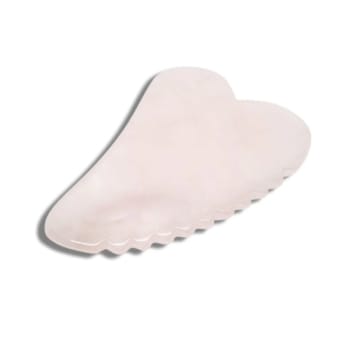 Gua Sha Rosenkvarts hjerte med tagger 1 stk