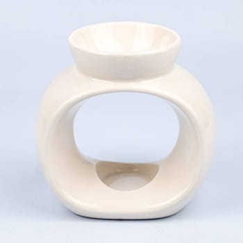 Voksbrenner keramisk rund hvit