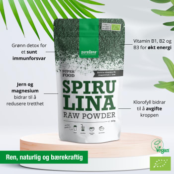 Purasana Spirulina økologisk pulver 200g
