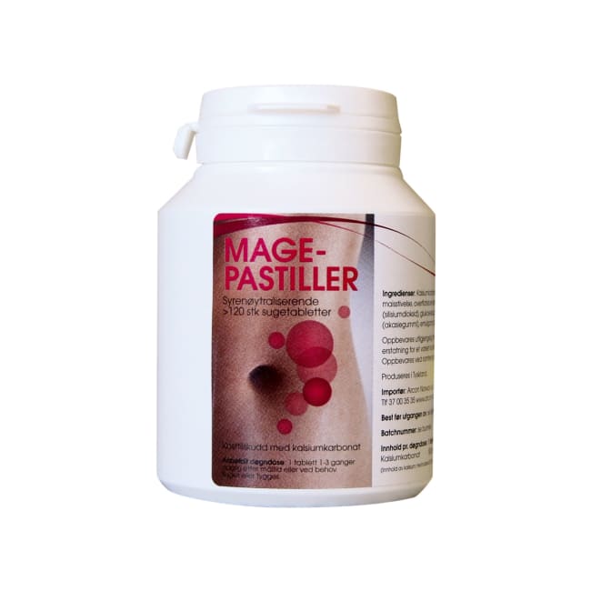 Magepastiller (kalsiumkarbonat) 120 Tabletter