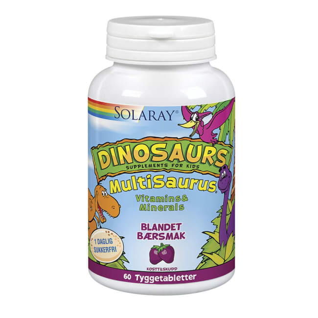 MULTISAURUS BLANDET BÆRSMAK VEG 60 Tyggetabletter