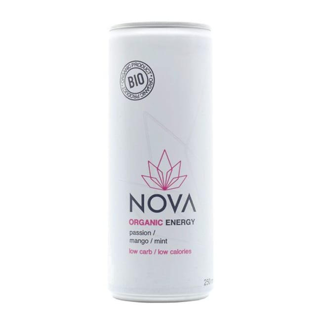 Nova Organic Energy, pasjonsfrukt, mango og mint. 250ml