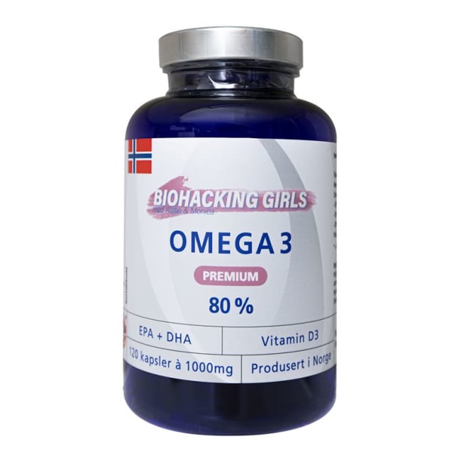 Omega-3 høyk.80%  Biohacking Girls 120 kapsler