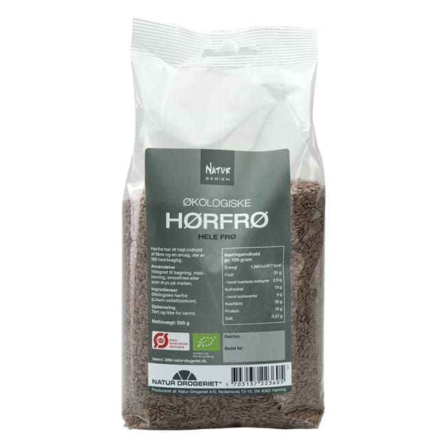 Linfrø, Hørfrø  Hel (Linum usitatissimum) Økologisk 500g
