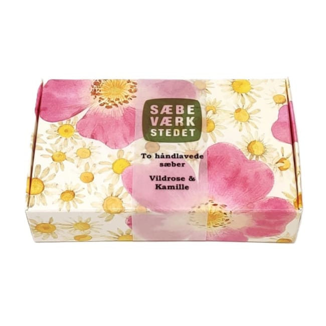Gaveeske 2 håndlagde såper Villrose & Kamille/Lavendel