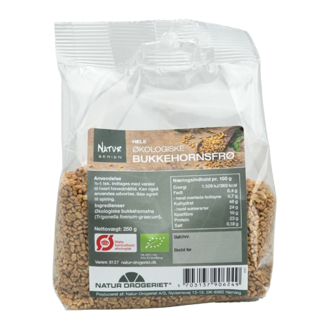 Bukkehornsfrø, hel Økologisk (Trigonella foenum graecum) 250g