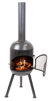 BonSolo Black, Ø34 cm - Høyde 124 cm.m/gnistfanger og grillrist.