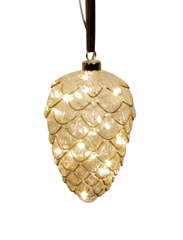 Glasskongle hengende med ledlys H:21cm (12)