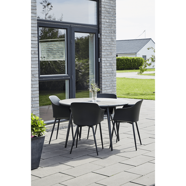 HAGEBORD MET/ALU/POLY Ø120CM SORT/GRÅ