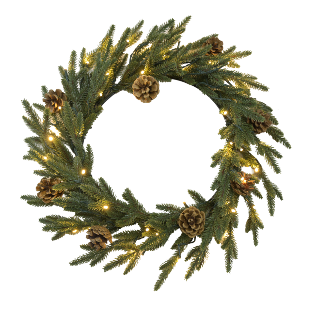 Krans med kongler Ø:50cm med 50 LED lys(6)