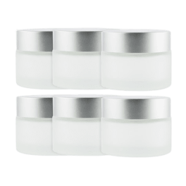 Pots verre dépoli 50 ml avec capot argent mat (lot de 6)