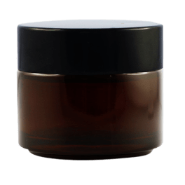 Pot verre ambré 100 ml avec capot noir