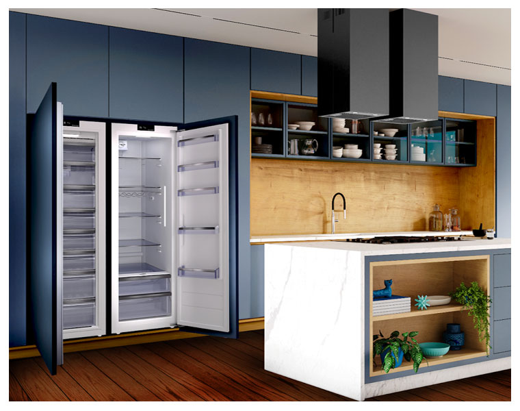 Refrigerador e freezer pronto para receber acabamento