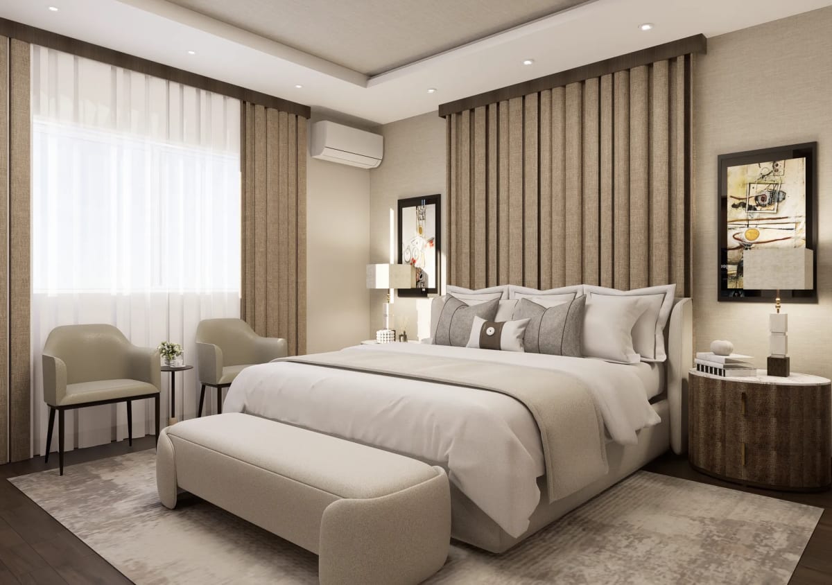 Piso porcelanato de gran formato en residencia remodelada en Santo Domingo