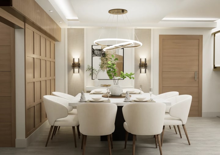 Sala con iluminación cálida por capas en apartamento Santo Domingo