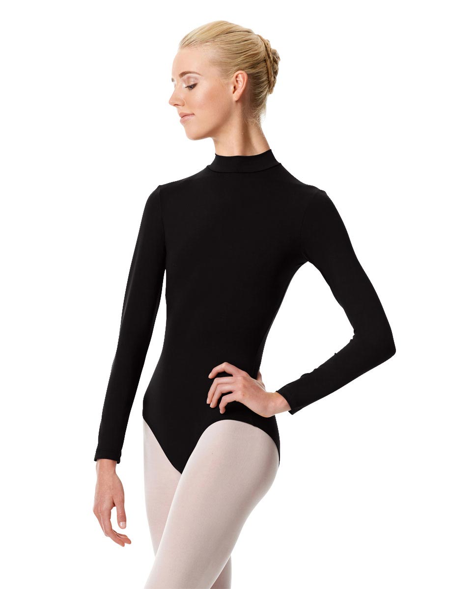 Long Sleeve Mock Neck Dance Leotard Liana BLK