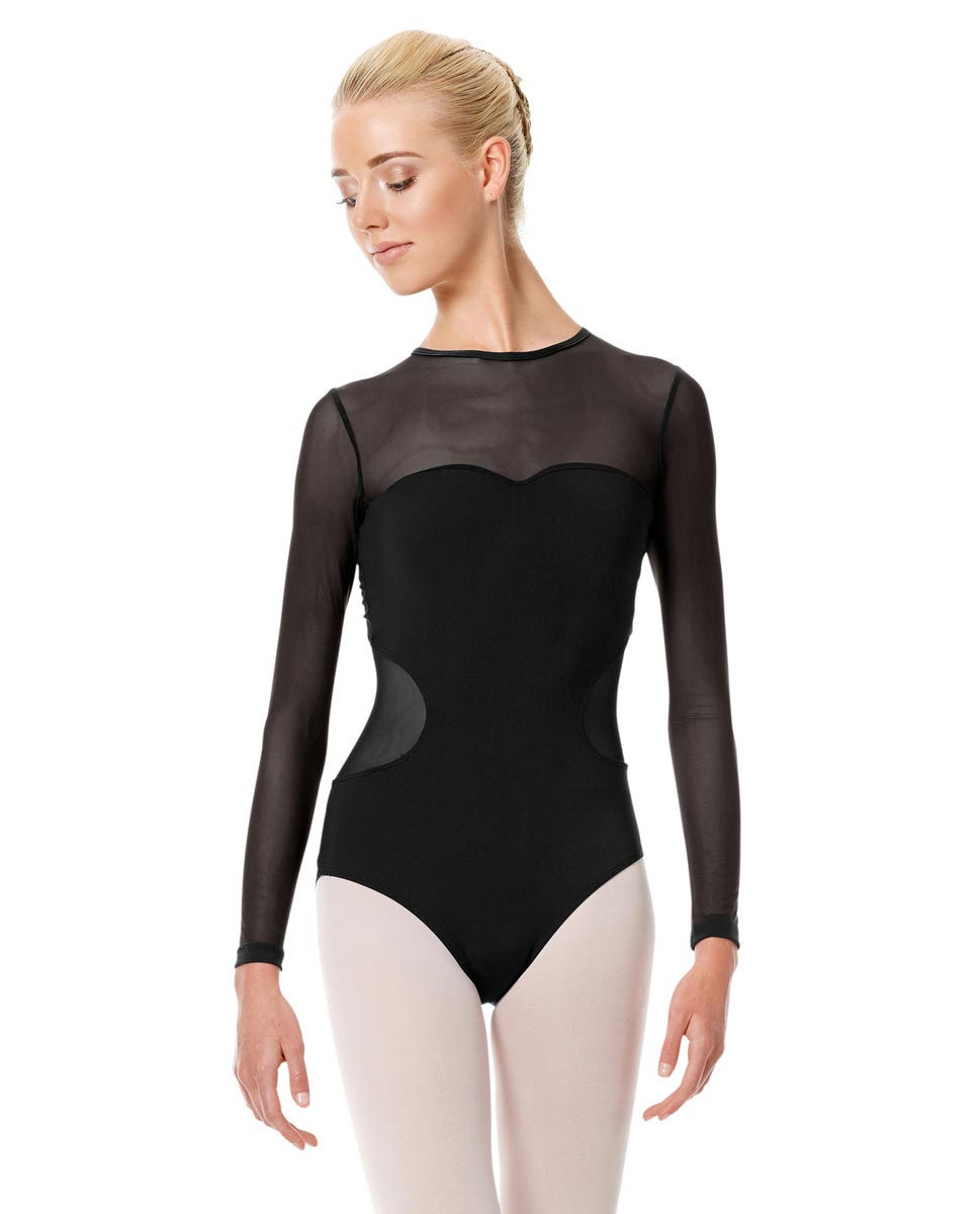 Adult Long Sleeve Mesh Dance Leotard Renata BLK