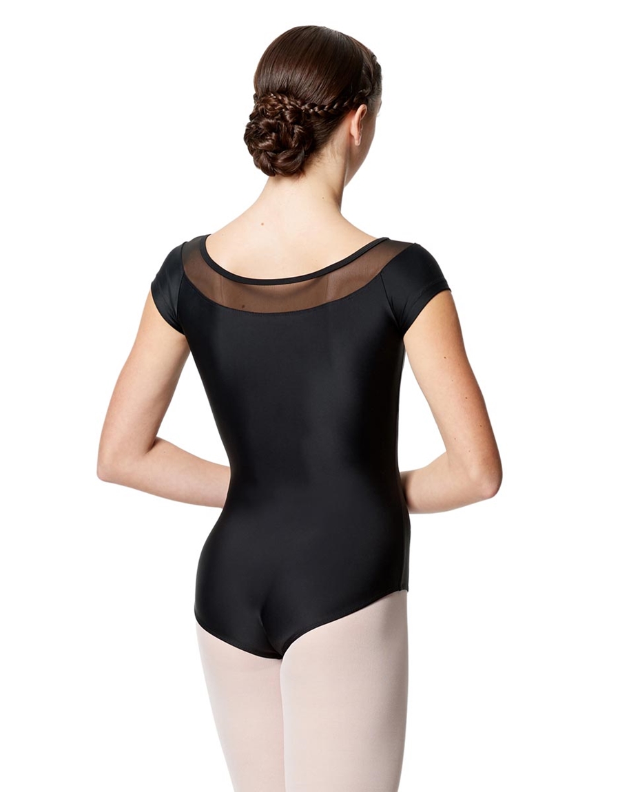 Mesh Cap Sleeves Dance Leotard For Women 2-