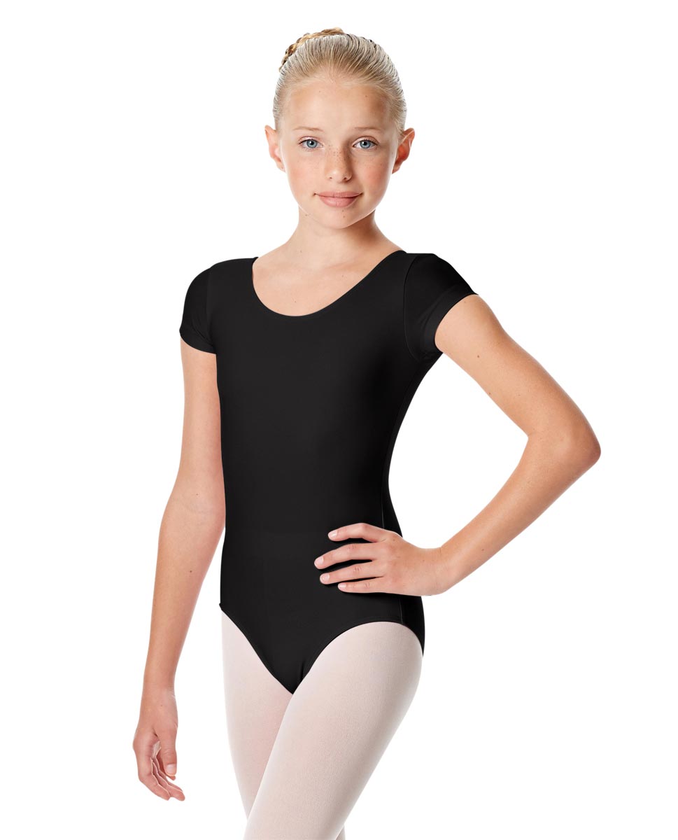 Child Short Sleeve Matte Dance Leotard Inga BLK