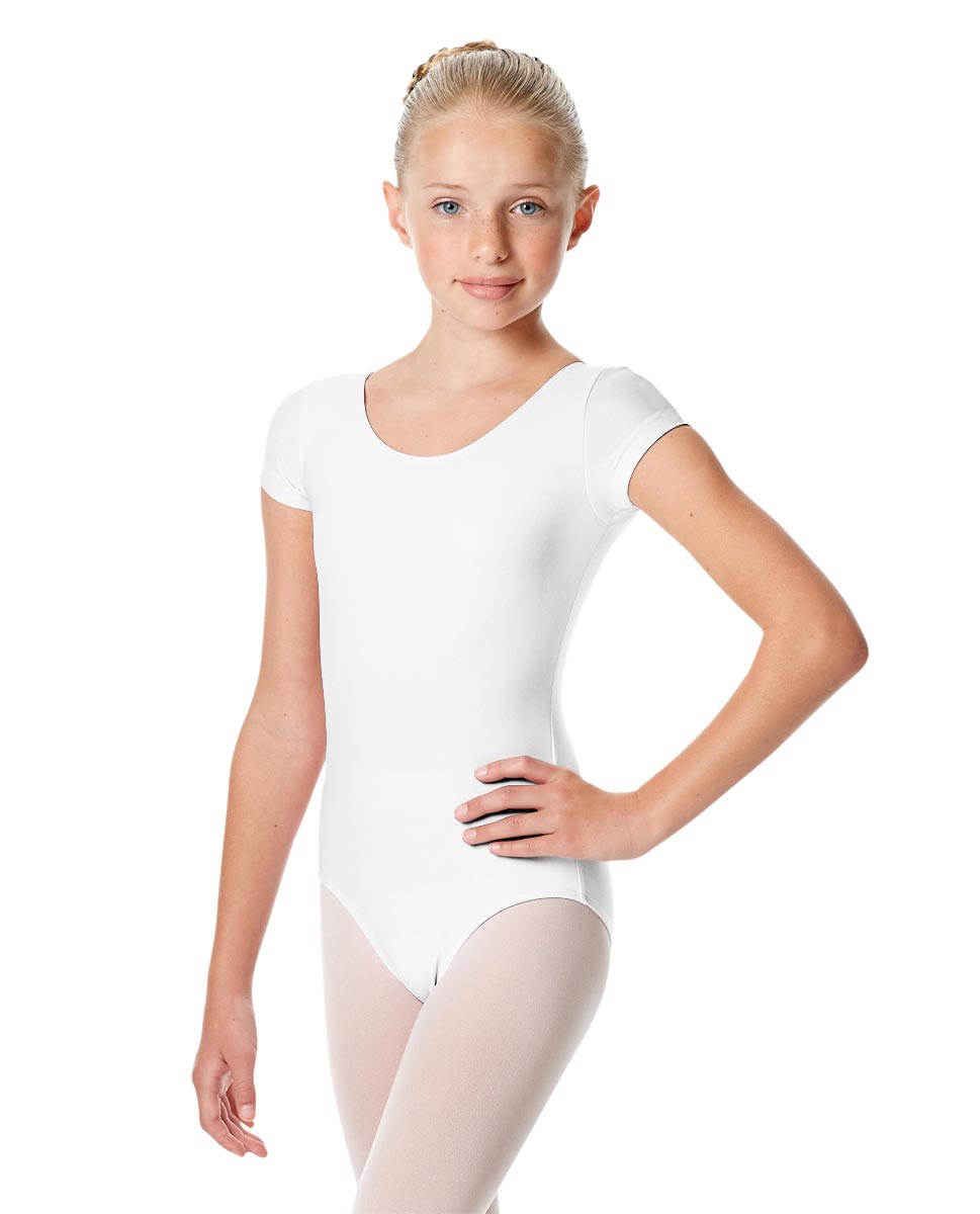 Child Short Sleeve Matte Dance Leotard Inga WHI