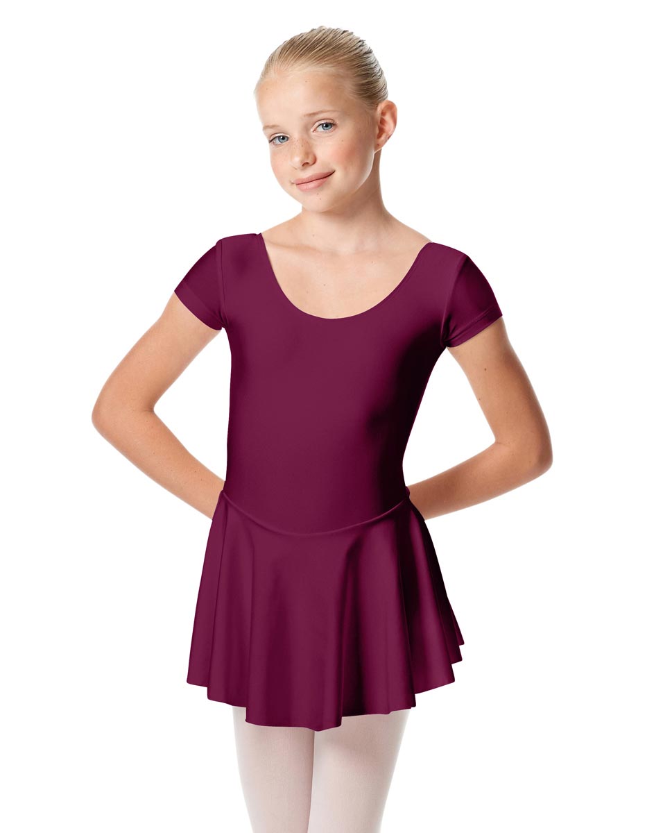 Child Shiny Short Sleeve Skirted Ballet Leotard Emmy EGG