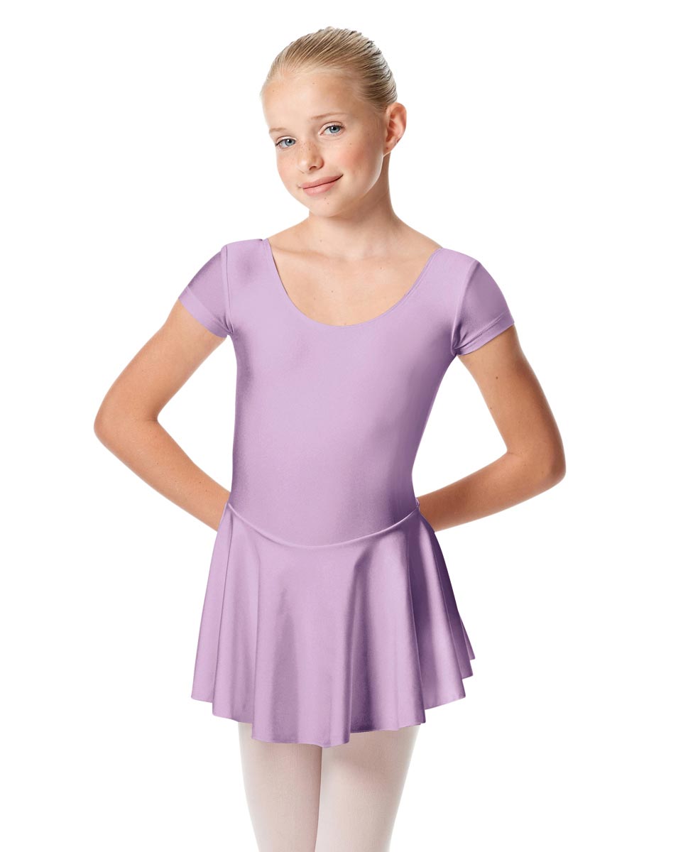 Child Shiny Short Sleeve Skirted Ballet Leotard Emmy LIL