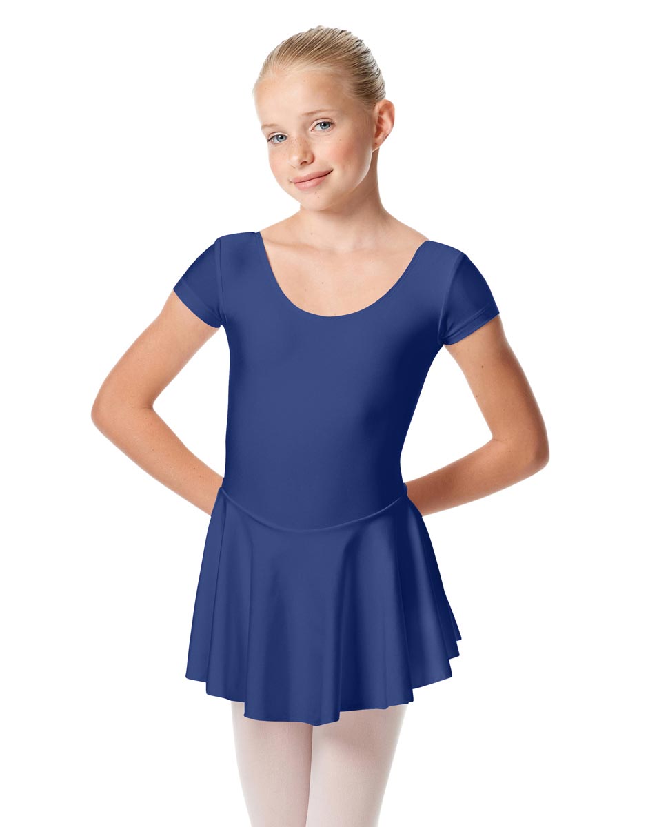 Child Shiny Short Sleeve Skirted Ballet Leotard Emmy ROY