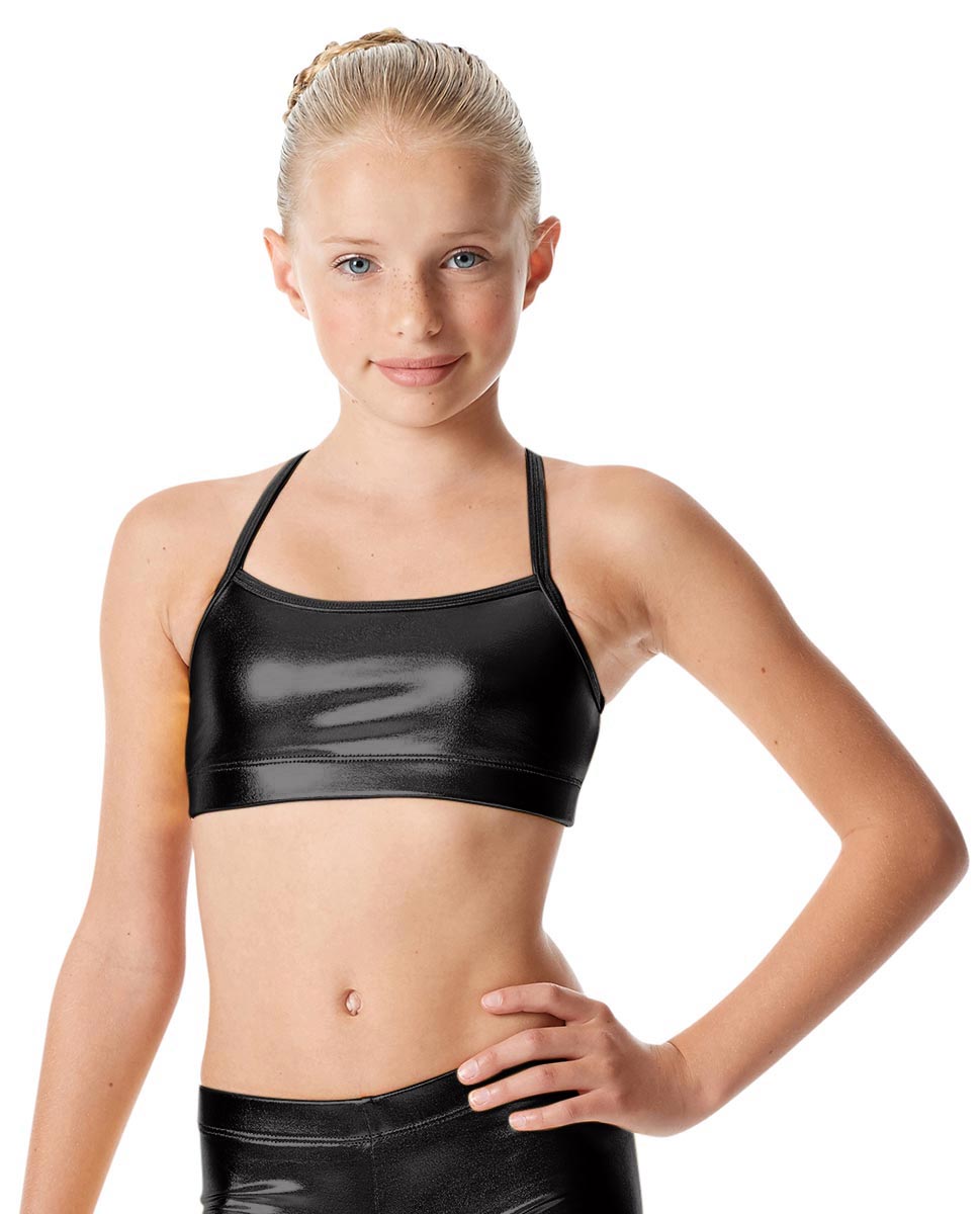 Girls Metallic Camisole Dance Bra Antonia BLK